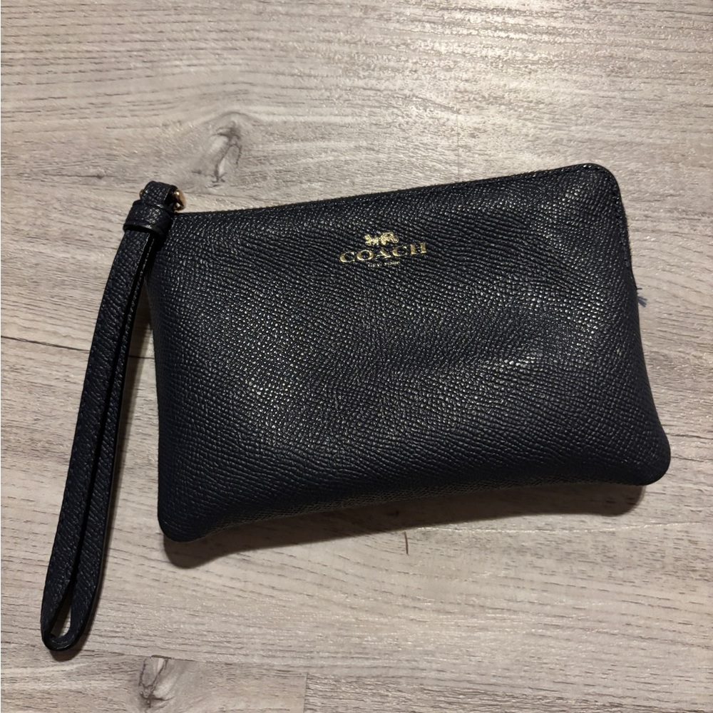 Coach Navy Blue Textured Wristlet